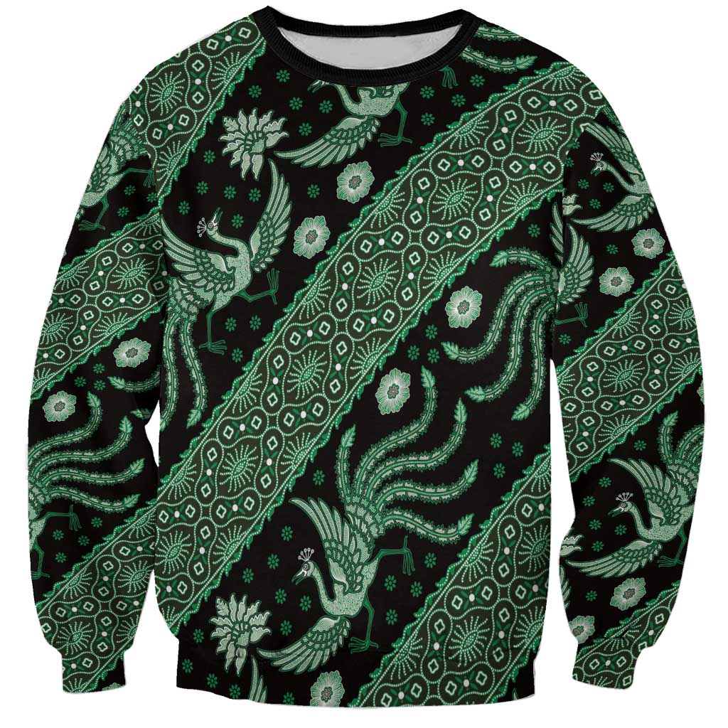Indonesia Batik Pattern Sweatshirt Green Version