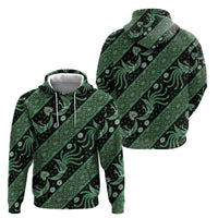 Indonesia Batik Pattern Zip Hoodie Green Version