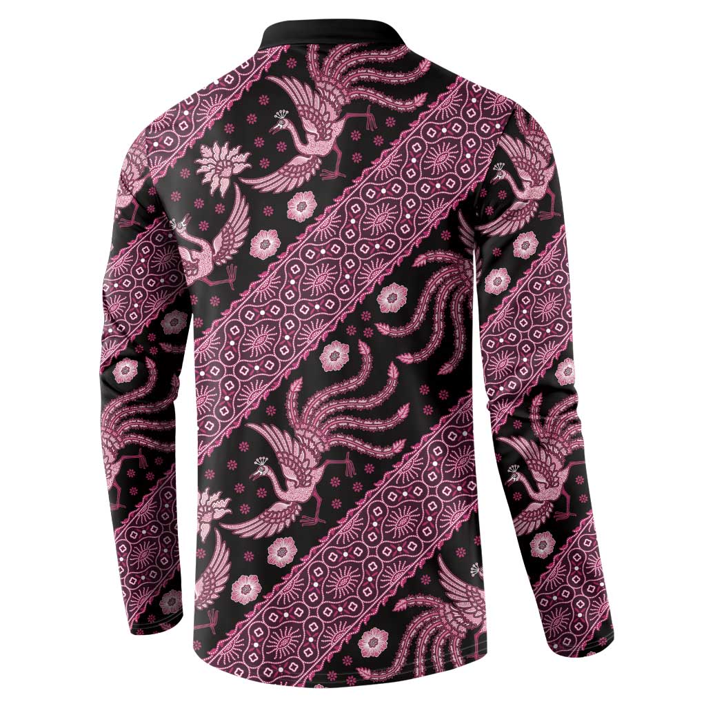Indonesia Batik Pattern Button Sweatshirt Pink Version