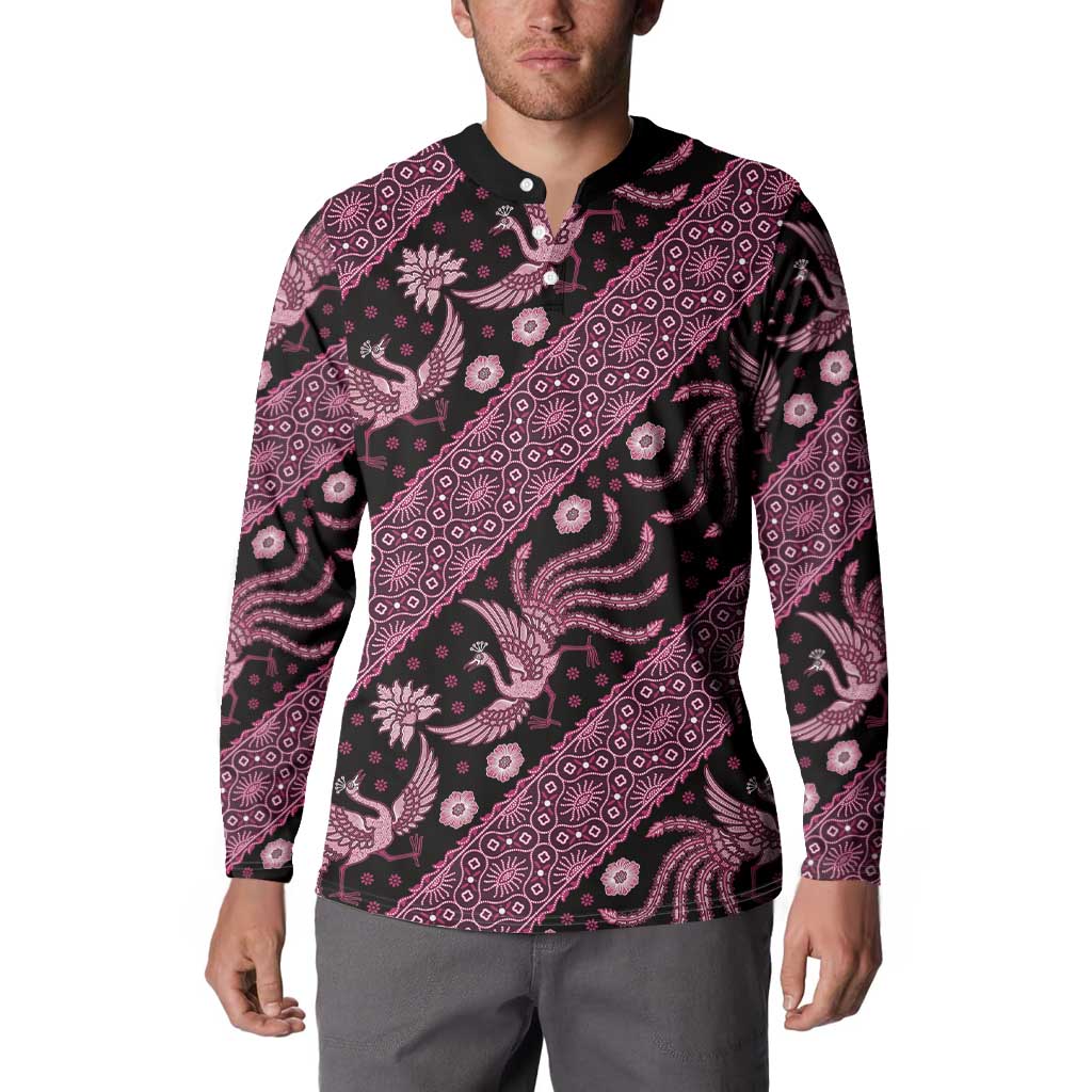 Indonesia Batik Pattern Button Sweatshirt Pink Version