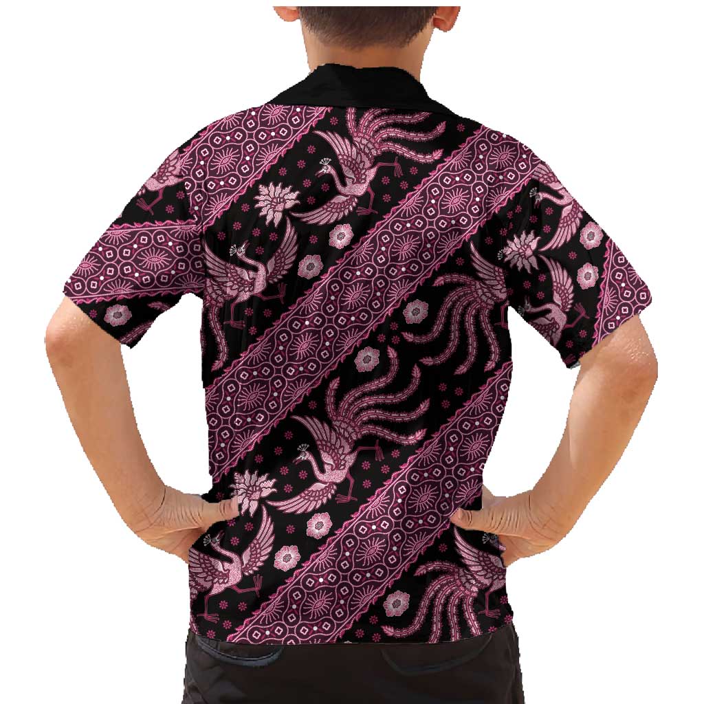 Indonesia Batik Pattern Family Matching Mermaid Dress and Hawaiian Shirt Pink Version