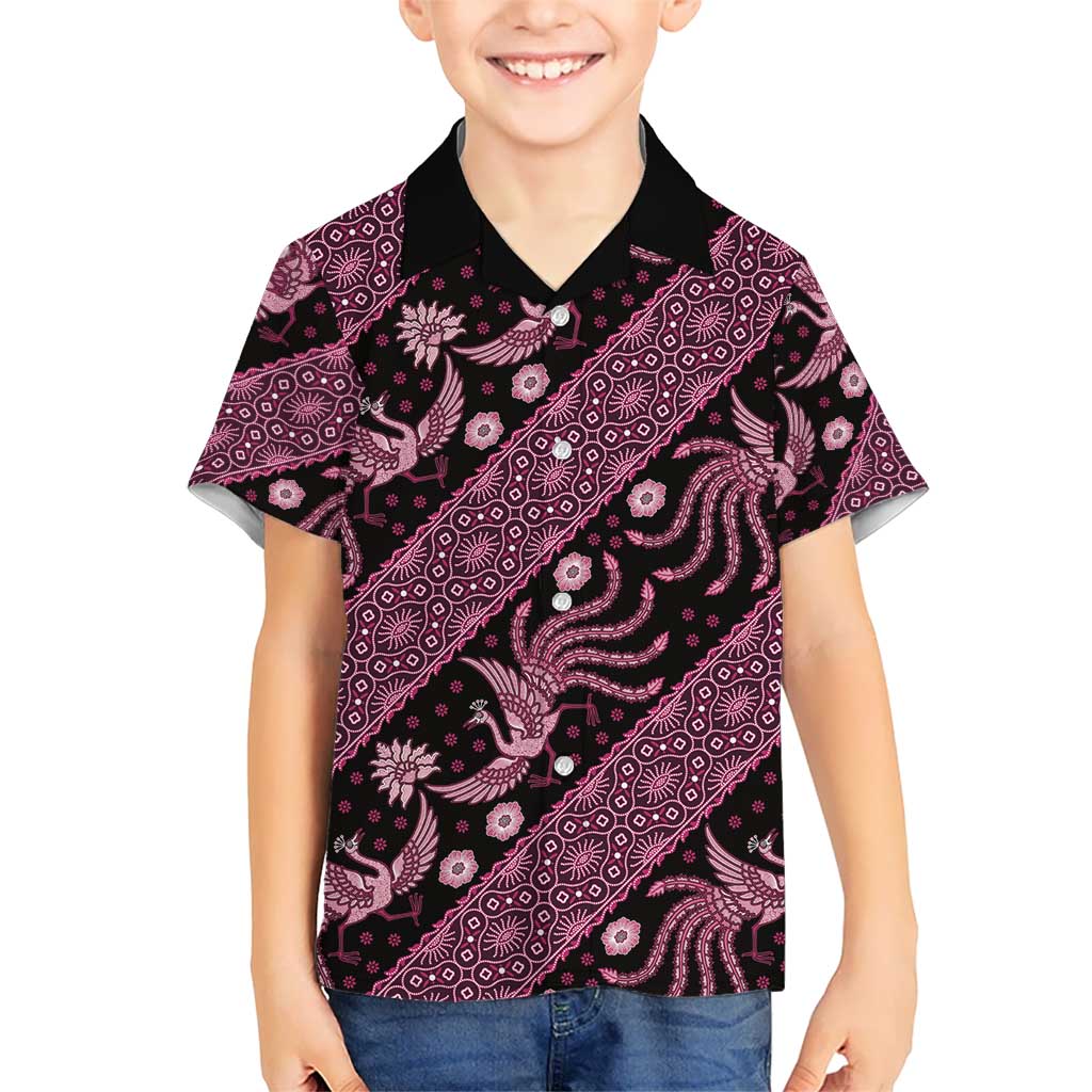 Indonesia Batik Pattern Kid Hawaiian Shirt Pink Version