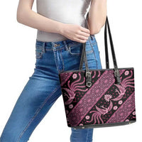 Indonesia Batik Pattern Leather Tote Bag Pink Version