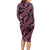 Indonesia Batik Pattern Long Sleeve Bodycon Dress Pink Version