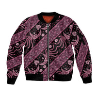 Indonesia Batik Pattern Sleeve Zip Bomber Jacket Pink Version