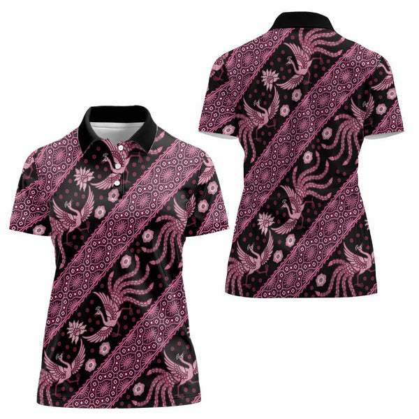 Indonesia Batik Pattern Women Polo Shirt Pink Version LT01