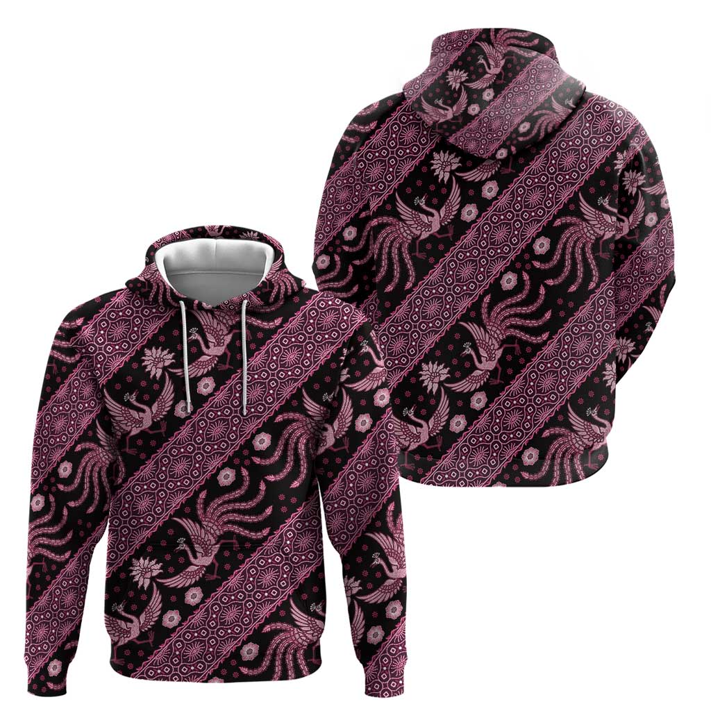 Indonesia Batik Pattern Zip Hoodie Pink Version