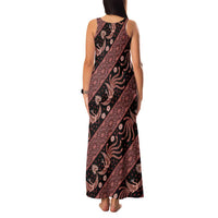 Indonesia Batik Pattern Family Matching Tank Maxi Dress and Hawaiian Shirt Red Version