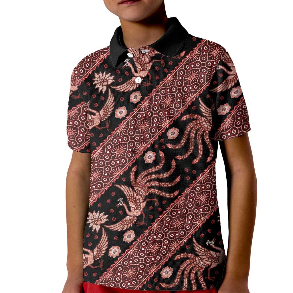 Indonesia Batik Pattern Kid Polo Shirt Red Version