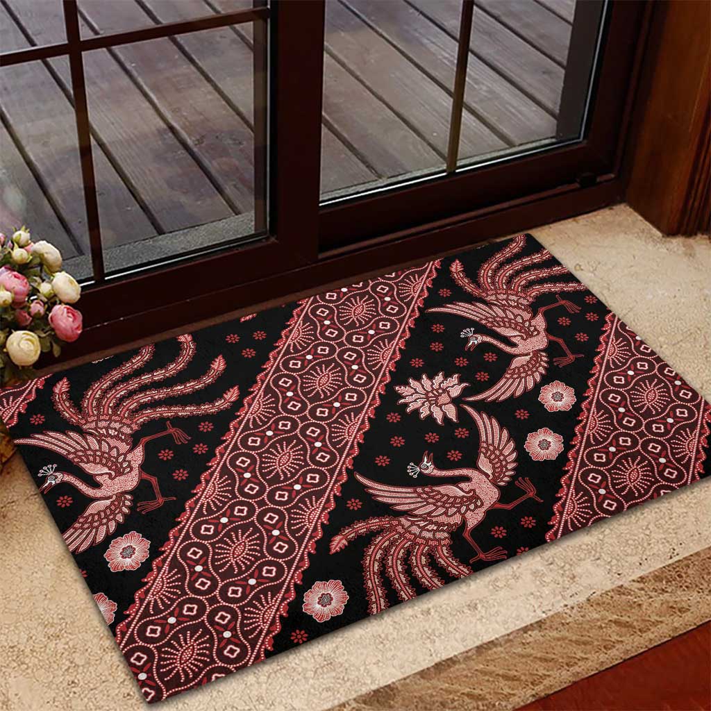 Indonesia Batik Pattern Rubber Doormat Red Version