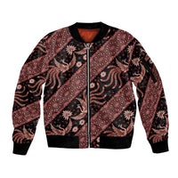 Indonesia Batik Pattern Sleeve Zip Bomber Jacket Red Version