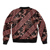 Indonesia Batik Pattern Sleeve Zip Bomber Jacket Red Version