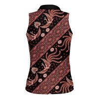 Indonesia Batik Pattern Women Sleeveless Polo Shirt Red Version