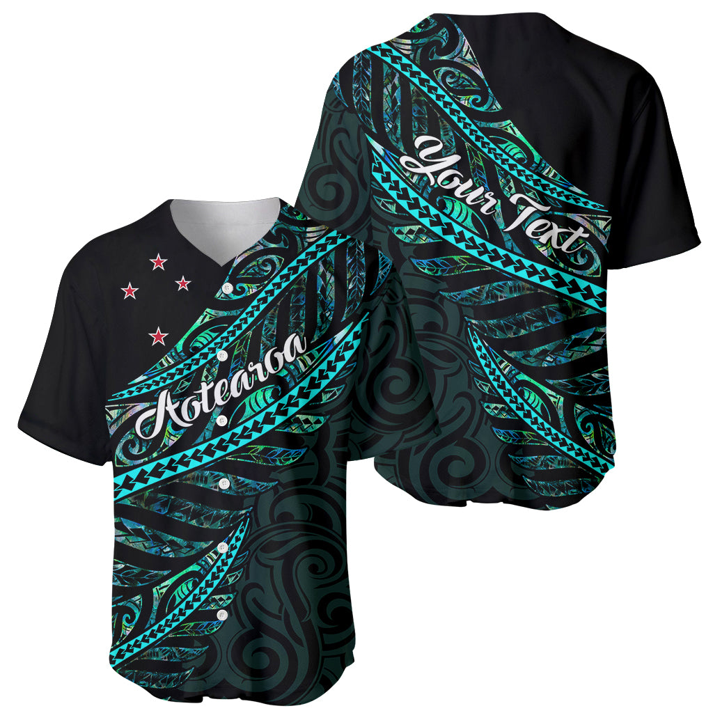 Personalised Aotearoa Baseball Jersey Silver Fern Mix Paua Shell Polynesian Pattern LT01 - Polynesian Pride