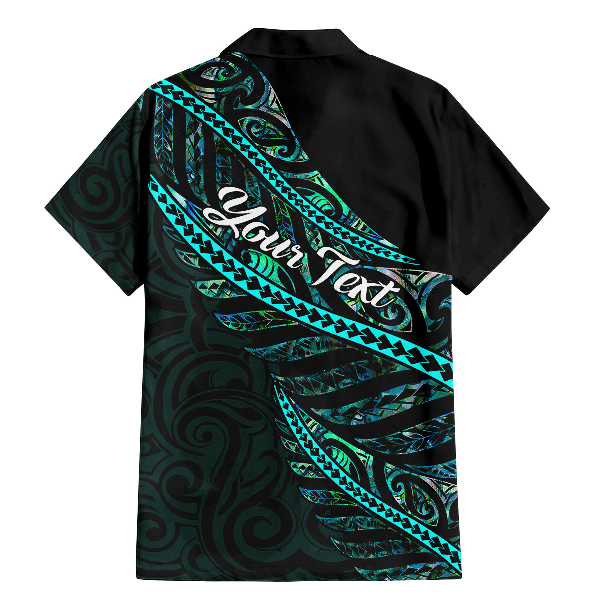 personalised-aotearoa-family-matching-mermaid-dress-and-hawaiian-shirt-silver-fern-mix-paua-shell-polynesian-pattern