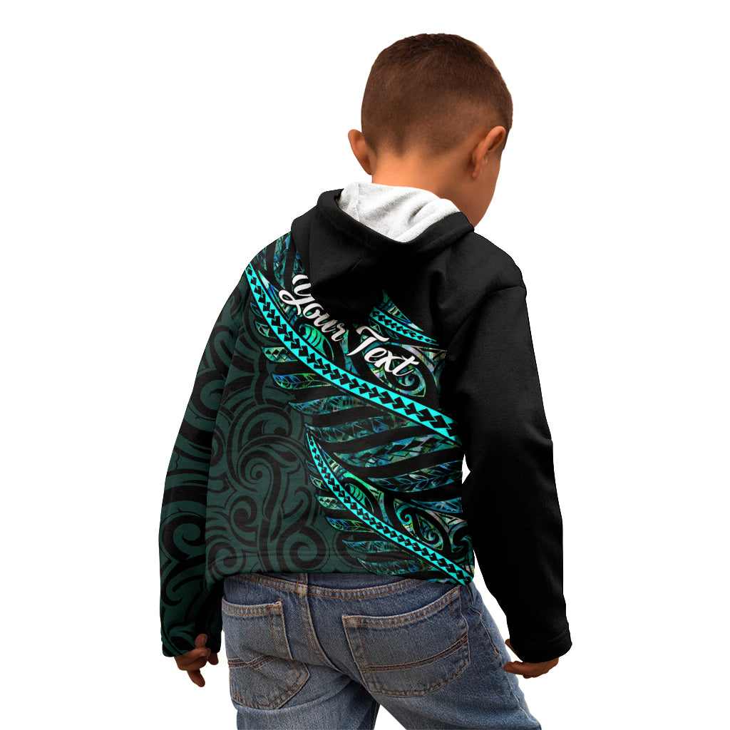 Personalised Aotearoa Kid Hoodie Silver Fern Mix Paua Shell Polynesian Pattern LT01 - Polynesian Pride