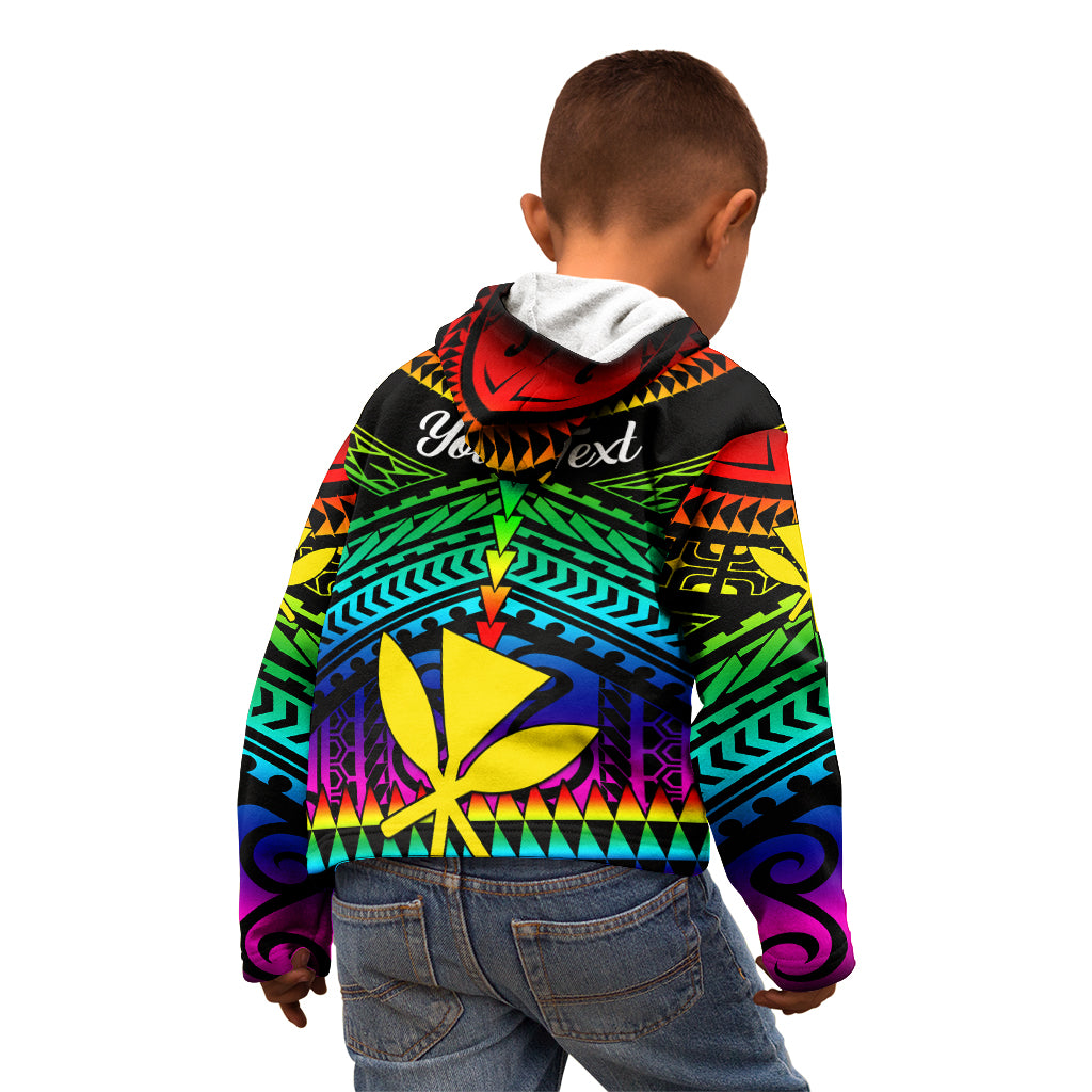 Personalised Hawaii Kid Hoodie Kanaka Maoli Kakau 2023 National Coming Out Day LT01 - Polynesian Pride