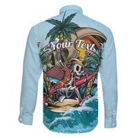 Personalized Aloha Hawaii Skeleton Family Matching Short Sleeve Bodycon Dress and Hawaiian Shirt Tropical Summer Vibe LT01 - Polynesian Pride
