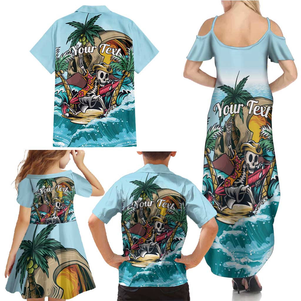 Personalized Aloha Hawaii Skeleton Family Matching Summer Maxi Dress and Hawaiian Shirt Tropical Summer Vibe