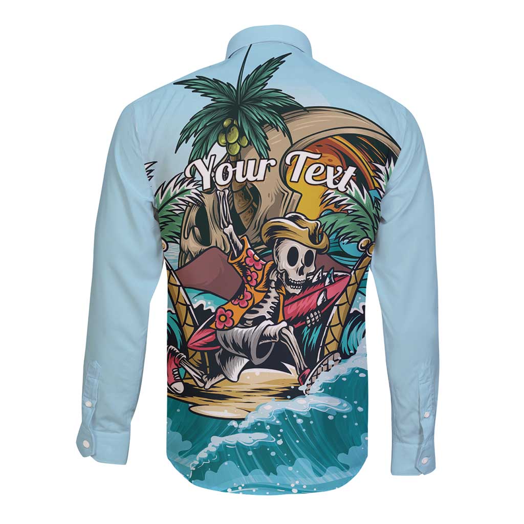 Personalized Aloha Hawaii Skeleton Long Sleeve Button Shirt Tropical Summer Vibe