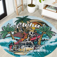 Aloha Hawaii Skeleton Round Carpet Tropical Summer Vibe LT01 Blue - Polynesian Pride
