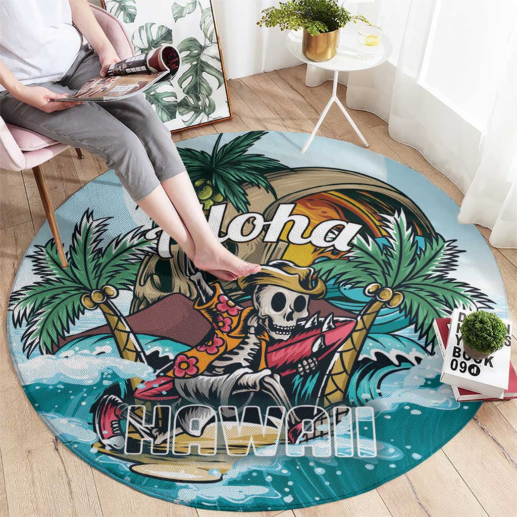 Aloha Hawaii Skeleton Round Carpet Tropical Summer Vibe LT01 - Polynesian Pride