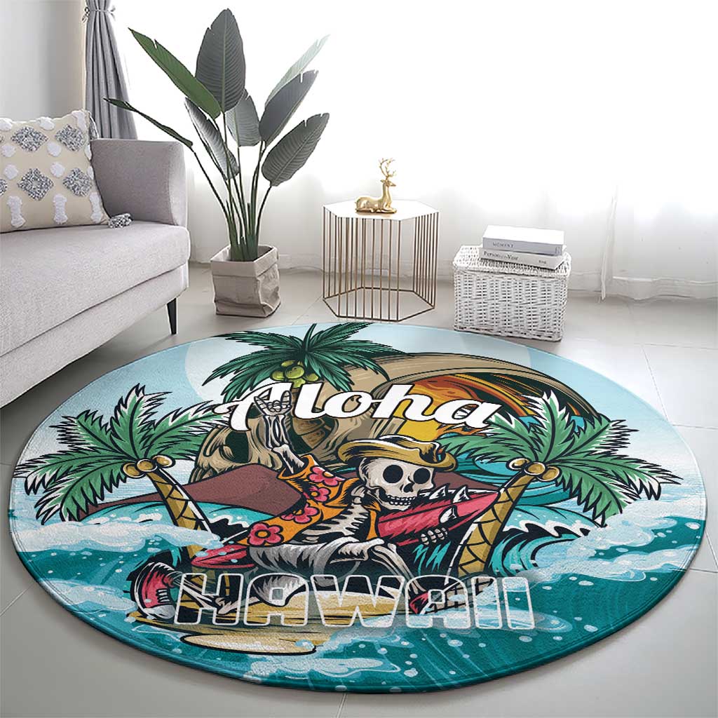 Aloha Hawaii Skeleton Round Carpet Tropical Summer Vibe LT01 - Polynesian Pride