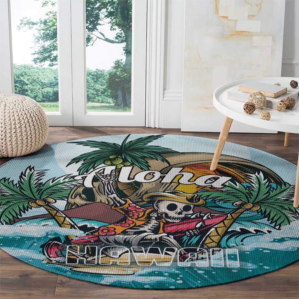 Aloha Hawaii Skeleton Round Carpet Tropical Summer Vibe LT01 - Polynesian Pride