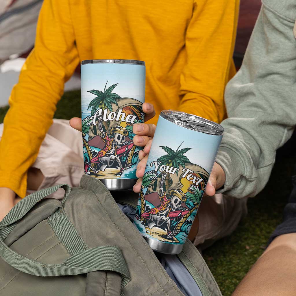Personalized Aloha Hawaii Skeleton Tumbler Cup Tropical Summer Vibe