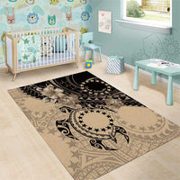 Cook Islands Turtle Area Rug Stars and Hibiscus - Beige