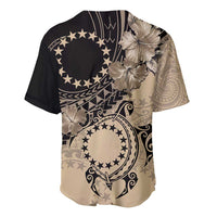 Cook Islands Turtle Baseball Jersey Stars and Hibiscus - Beige