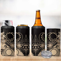 Cook Islands Turtle 4 in 1 Can Cooler Tumbler Stars and Hibiscus - Beige