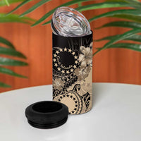 Cook Islands Turtle 4 in 1 Can Cooler Tumbler Stars and Hibiscus - Beige
