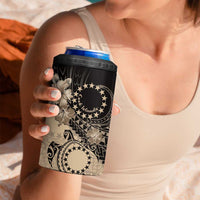 Cook Islands Turtle 4 in 1 Can Cooler Tumbler Stars and Hibiscus - Beige