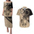 Cook Islands Turtle Couples Matching Puletasi and Hawaiian Shirt Stars and Hibiscus - Beige