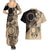 Cook Islands Turtle Couples Matching Summer Maxi Dress and Hawaiian Shirt Stars and Hibiscus - Beige