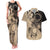 Cook Islands Turtle Couples Matching Tank Maxi Dress and Hawaiian Shirt Stars and Hibiscus - Beige