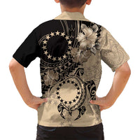 Cook Islands Turtle Family Matching Tank Maxi Dress and Hawaiian Shirt Stars and Hibiscus - Beige