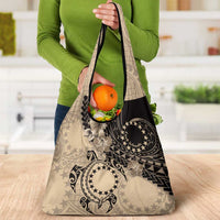 Cook Islands Turtle Grocery Bag Stars and Hibiscus - Beige