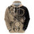 Cook Islands Turtle Hoodie Stars and Hibiscus - Beige
