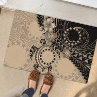 Cook Islands Turtle Rubber Doormat Stars and Hibiscus - Beige