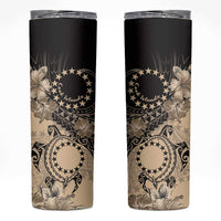 Cook Islands Turtle Skinny Tumbler Stars and Hibiscus - Beige