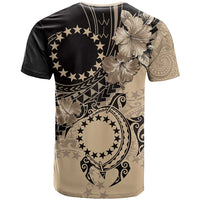 Cook Islands Turtle T Shirt Stars and Hibiscus - Beige