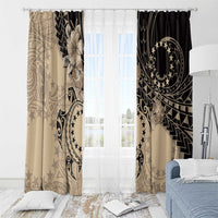 Cook Islands Turtle Window Curtain Stars and Hibiscus - Beige