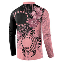 Cook Islands Turtle Button Sweatshirt Stars and Hibiscus - Pink