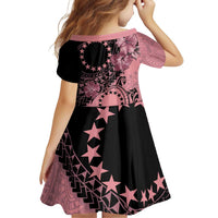 Cook Islands Turtle Family Matching Puletasi and Hawaiian Shirt Stars and Hibiscus - Pink