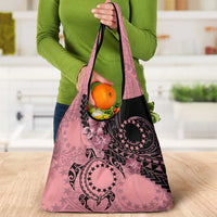 Cook Islands Turtle Grocery Bag Stars and Hibiscus - Pink