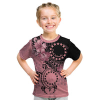 Cook Islands Turtle Kid T Shirt Stars and Hibiscus - Pink