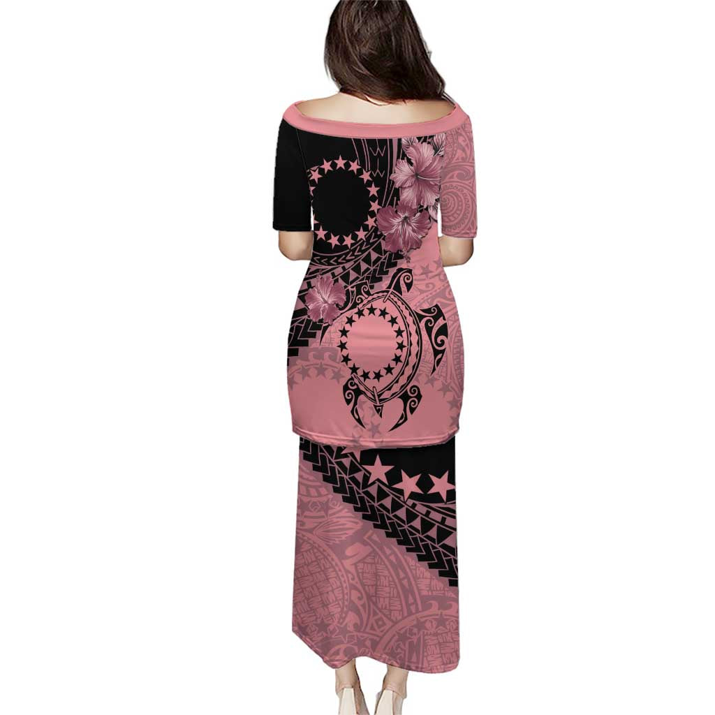 Cook Islands Turtle Puletasi Stars and Hibiscus - Pink