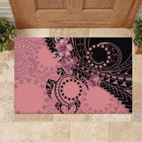 Cook Islands Turtle Rubber Doormat Stars and Hibiscus - Pink